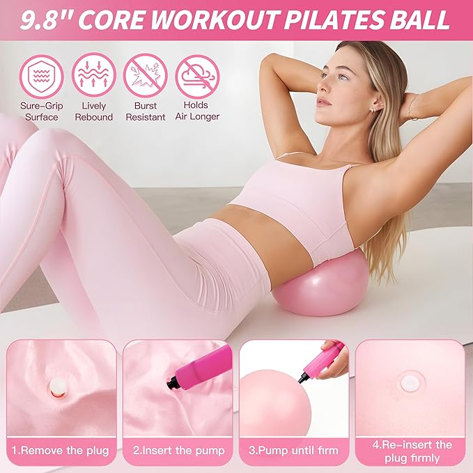 Pilates Kit, Pilates Essential Kit for Women, Pilates Equipment with 14.5" Pilates Ring and Ball, Resistance Bands,Dumbbells & Grip Socks Accessories, Home Pilates Workout Kit for Starter