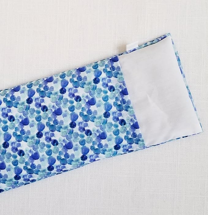 Lavender Eye Pillow with Removable Washable Cover – Handmade Muslin Inner Pillow with Organic Lavender | Blue Dots