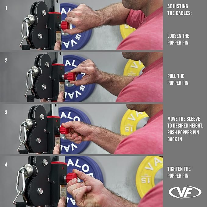 Valor Fitness Cable Crossover Machine - 17 Adjustable Positions with Pull Up Bars and Optional Bundle Attachments Max Weight 200 lb. Plate Loaded Pulley System for Home Gym Power Workout