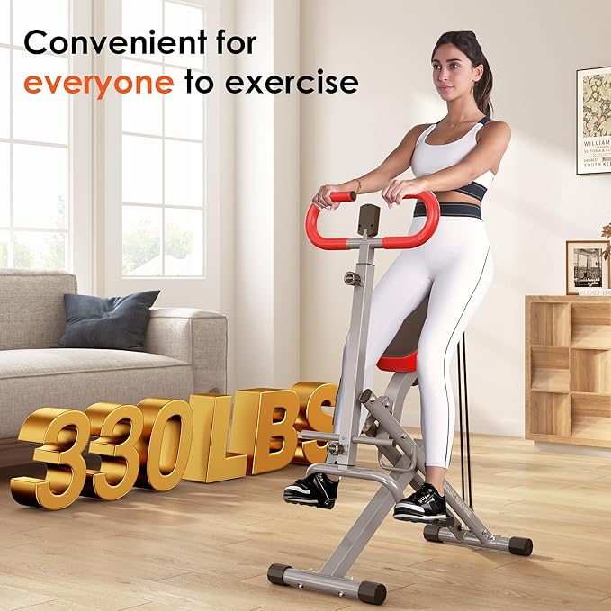 SogesHome Squat Machines Rowing Machine for Home, Foldable & Full Body Exercise Workout Equipment with Adjustable Resistance Bands for Women, Row and Ride Squat Machine for Glutes and Abs, 330 LBS