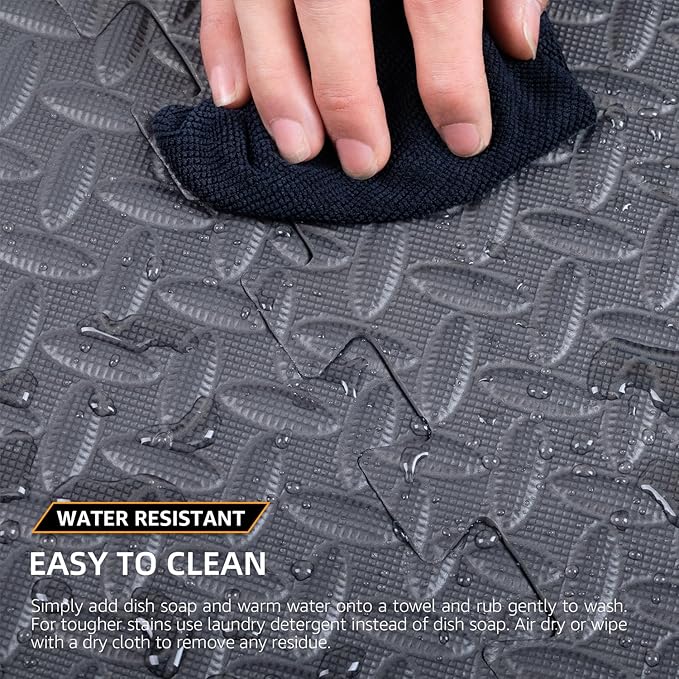 48 Pack - 1/2" Extra Thick Floor Exercise Mat for Home Gym Floor Padding for Kids - High-Density EVA Interlocking Foam Floor Tiles for Gym Equipment, Play Area, Yoga, Cardio, Weights, MMA