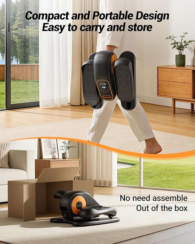 Under Desk Elliptical Machine, Electric Leg Exerciser for Seniors, Quiet & Portable Electric Seated Eclipse Exercise Training Machine with Remote, 12 Speeds & Mute Function, Manual & Auto Mode