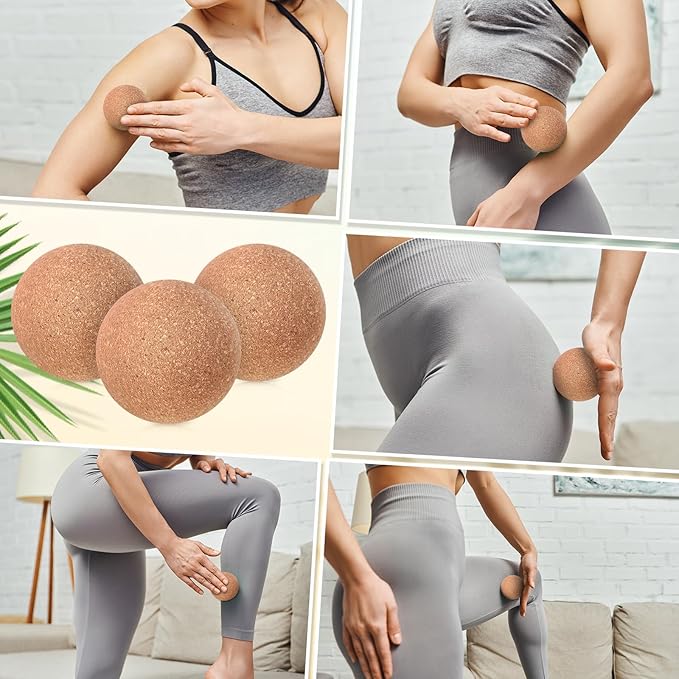 20 Pcs Cork Massage Ball 2 Inch Solid Hard Myofascial Release Yoga Ball for Back Foot Neck Pain Therapy Portable Tissue Muscle Release Tool for Home Office Travel