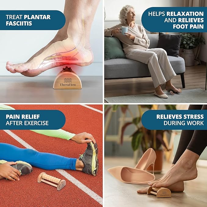 TheraFlow Compact Foot Roller for Plantar Fasciitis Relief | Relaxing Gifts for Mom and Dad - Portable, Small Tool for Deep Tissue Massage and Neuropathy | Travel Size Feet Massager for Relaxation