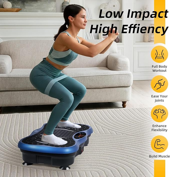 Himaly Vibration Plate Machine, Vibration Fitness Trainer with Bluetooth Speaker, 5 Program Modes, 2 Resistance Bands, Home Exercise Equipment for Fitness Body Toning