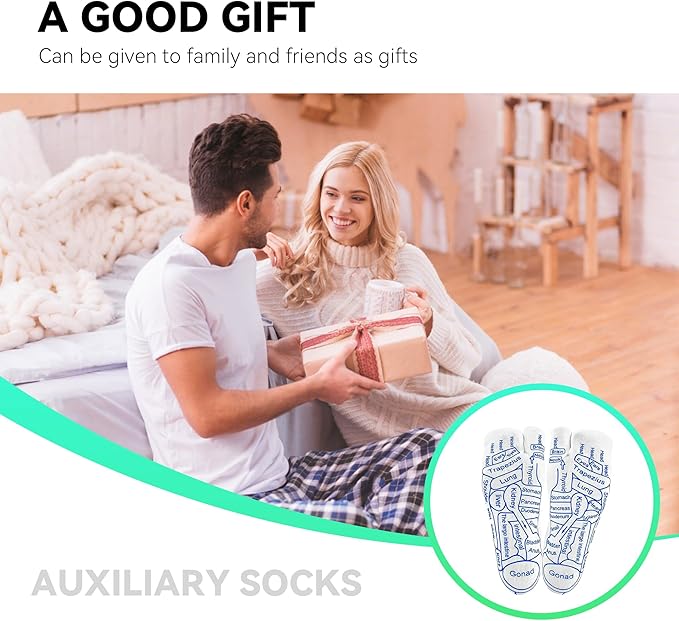 Reflexology Sock with Massage Tools Set, 2 Pairs Socks Acupuncture Trigger Point Foot Pain Relief Remedy Acupoint Birthday Gifts for Men (Men - B Set)