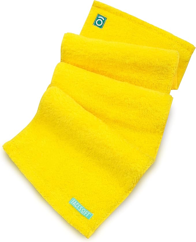 FaceSoft Eco Friendly Gym Towel for Working Out - Soft and Absorbent Cotton Exercise Towel - No Synthetic Microfibers or Plastics - Sweat Towel for Gym, Fitness, Sports, Yoga - Yellow - 1 Pc