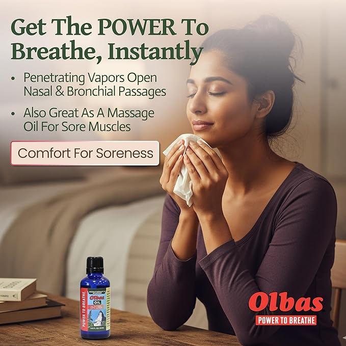 Olbas Massage and Aromatherapy Oil, 1.65 Fl Oz,body massage oil, Swiss Herbal Remedies with Pure Essential massage oils for muscle relaxing and soothing comfort for pain relief.
