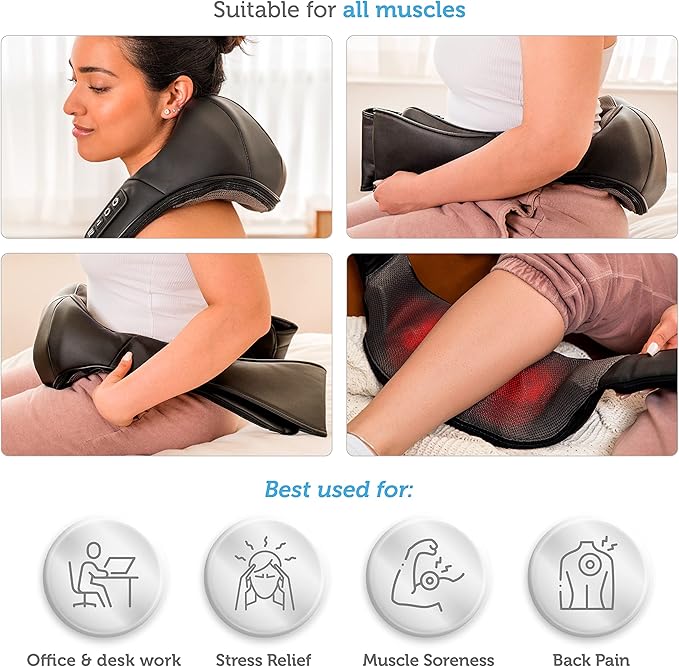 COMFIER Shiatsu Neck and Shoulder Massager,2025 Christmas Gifts for Mom Dad,White Elephant Gifts for Adults,Deep Kneading Massage Pillow with Heat, Back Massager, Pillow Massage, Black