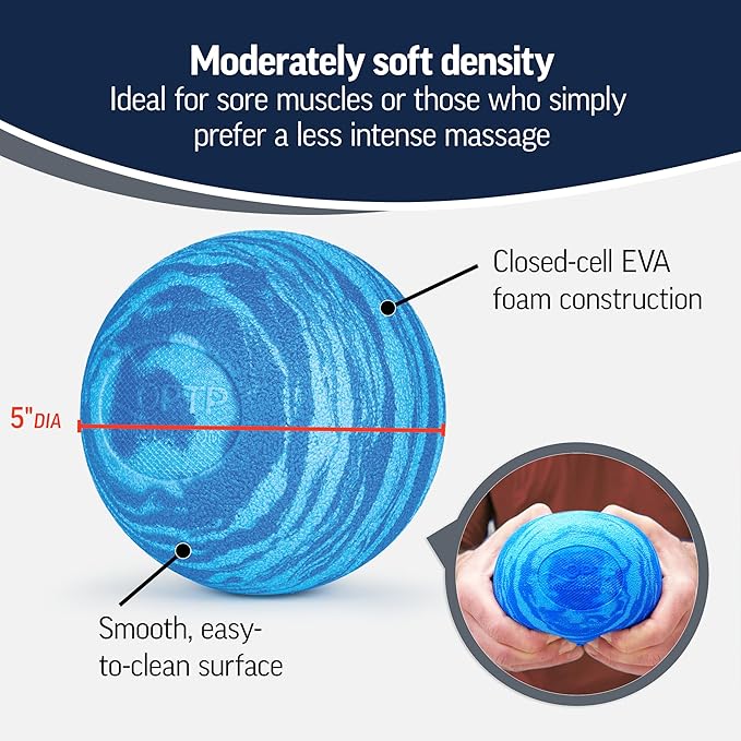 OPTP PRO Soft Release Ball – 5" Foam Massage Ball for Back Pain Relief & Sore Muscles – Ideal for Exercise Recovery and Physical Therapy