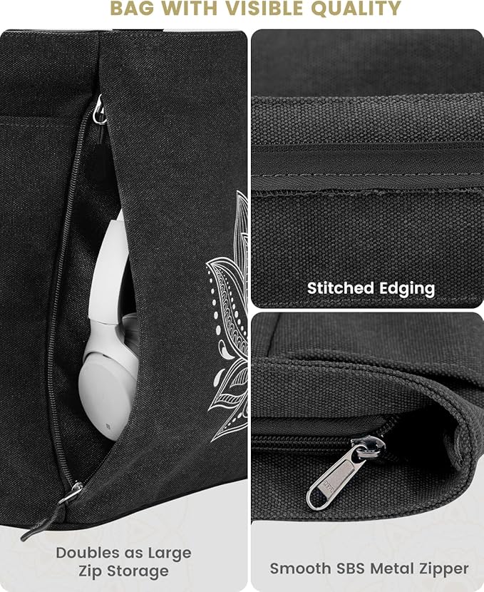 Gonex Yoga Mat Bag, Large Tote Bag with Multi Pockets for Women Men, Canvas Mat Carrier, Full Zipper Easy Access for Pilates Gym Travel