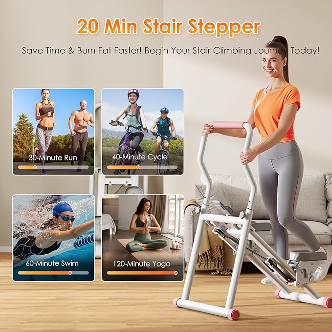SogesPower Stair Stepper for Home Gym,Folding Vertical Stair Climber with Adjustable Handlebar & Pedals,Cardio Stair Master for Full-Body Workout,Climbing Exercise Machine for Women Men