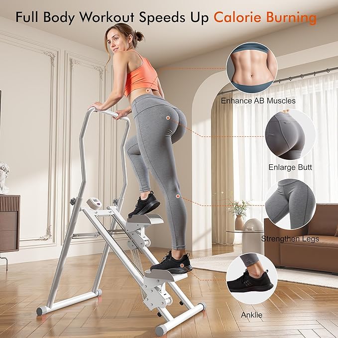 MOMODA Stair Stepper Resistance Adjustable Folding Vertical Climber Machine for Home Gym Full-Body Workout