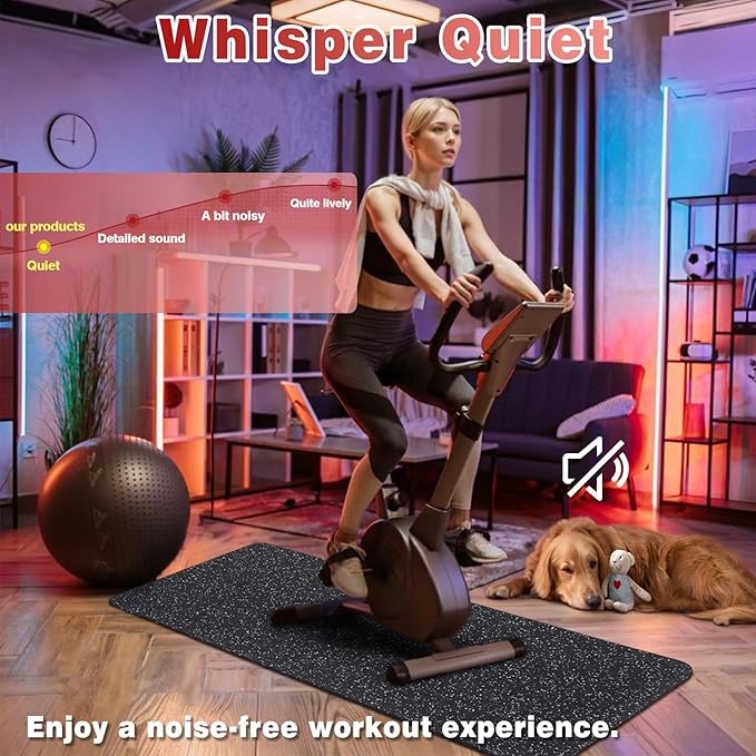 Treadmill Mat for Hardwood Floors - 100% Recycled Rubber Mat for Home Gym Flooring, Durable Workout Fitness Mats, Walking Pad Exercise Bike Equipment Mat, Non-Slip