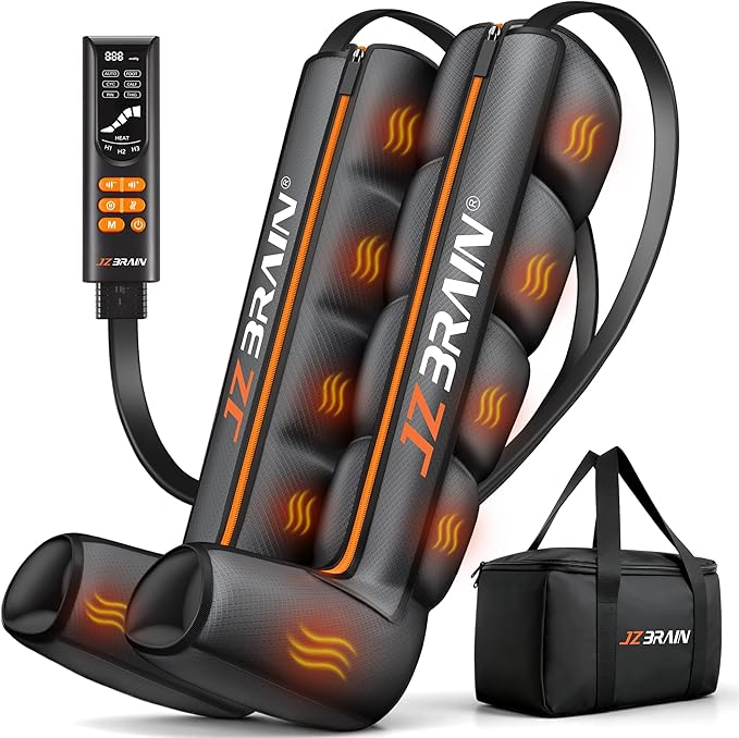 Air Compression Leg Recovery Boots : Sequential Full Leg Compression Massager System for Muscle Relaxation & Relief - 11 Intensity 6 Modes 3 Heat for Athletes & Gym (Small)