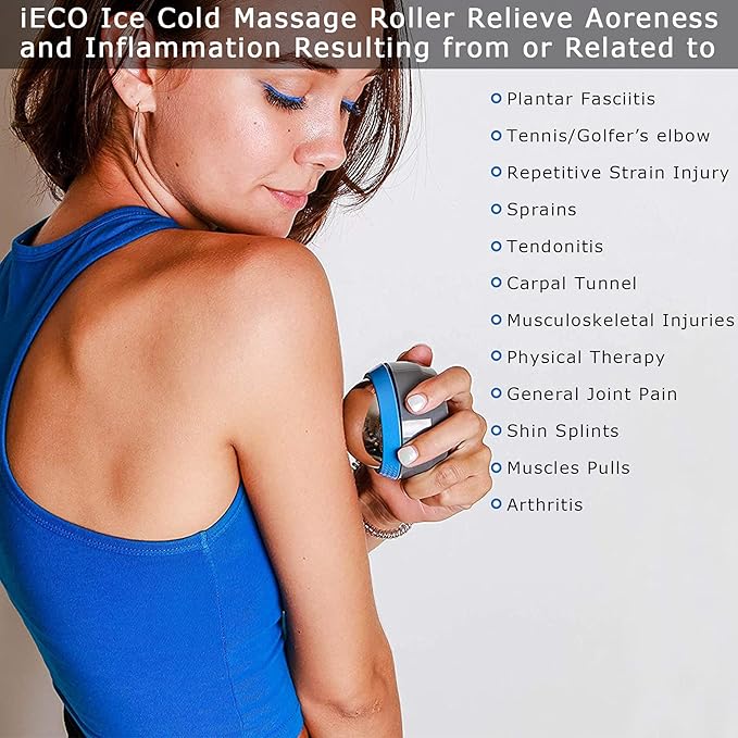 iECO Cold Massage Roller Ball - Ice Roller Ball for Muscles Deep Tissue, Cold & Heat Therapy, Plantar Fasciitis Roller