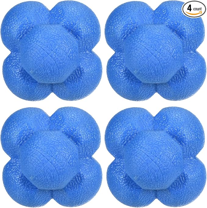 4 Pack Reaction Ball - TPR High Difficulty Agility Training Ball Apply to Sports Exercise Daily Use (Blue)