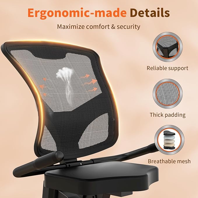 JEEKEE Recumbent Exercise Bike for Seniors,Stationary Bikes for Home, 400LB Capacity & 16 Levels Magnetic Resistance, Heart Rate Handle