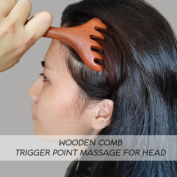 Head Massager Scalp 2 Pack, Protable Head Scratcher Massager for Relaxation & Stress Reduction, Scalp Wood Comb Gift for Mother, Sister and Lover