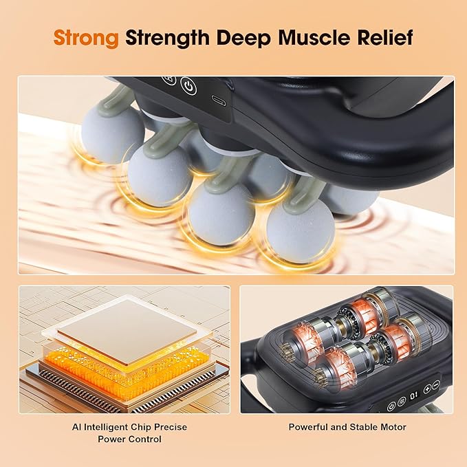 16 Head Massage Gun Set, Deep Tissue Percussion Massager, 2600mAh Electric Massage Tools with 9 Styles & Levels, Black