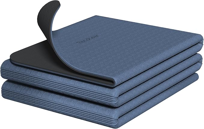 Readaeer Foldable Yoga Mat for Travel Folding Yoga Mat 6mm Thick with Carrying Bag, Non-Slip TPE Exercise Pilates Mat for 72" L x 24" W x 0.24 Inch