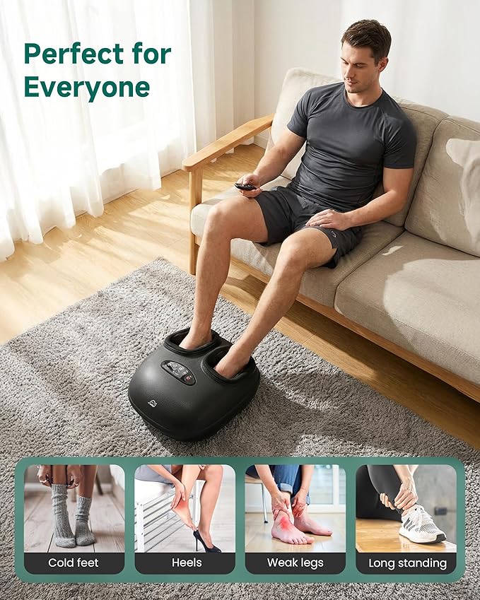 Snailax Shiatsu Foot Massager with Heat, Deep Kneading, Compression, Vibration, Electric Feet Massage Machine for Plantar Fasciitis,Neuropathy,Foot Warmer,Remote Control,Size 13,Mother's Day Gifts