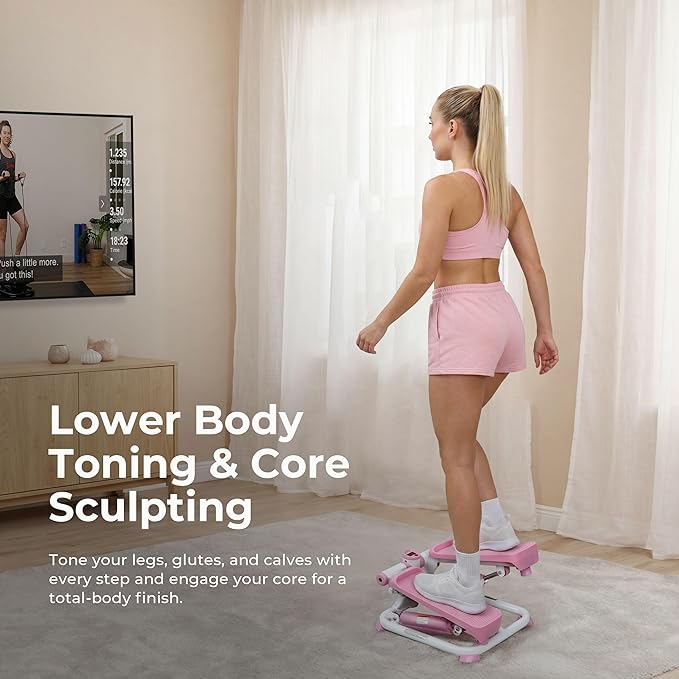 Sunny Health & Fitness Mini Steppers for Exercise at Home, Stair Step Workout Machine, Full Body Cardio Equipment, with Optional Free SunnyFit App Connection and Resistance Band