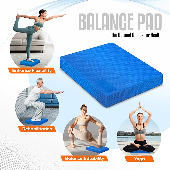 Yes4All Balance Pad, Nonslip TPE Foam Balance Pad with Upgraded Sizes - L, XL, XXL Balance Mat for Fitness, Yoga & Stability Training - Multicolor Options