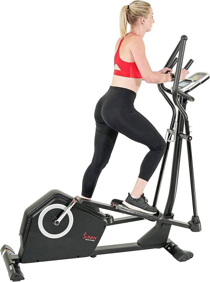 Sunny Health & Fitness Upright Elliptical Machine, Full Body Cardio Exercise with Adjustable Resistance, Arm and Leg Workout Machine, SunnyFit App via Bluetooth Optional Electro-Magnetic Resistance