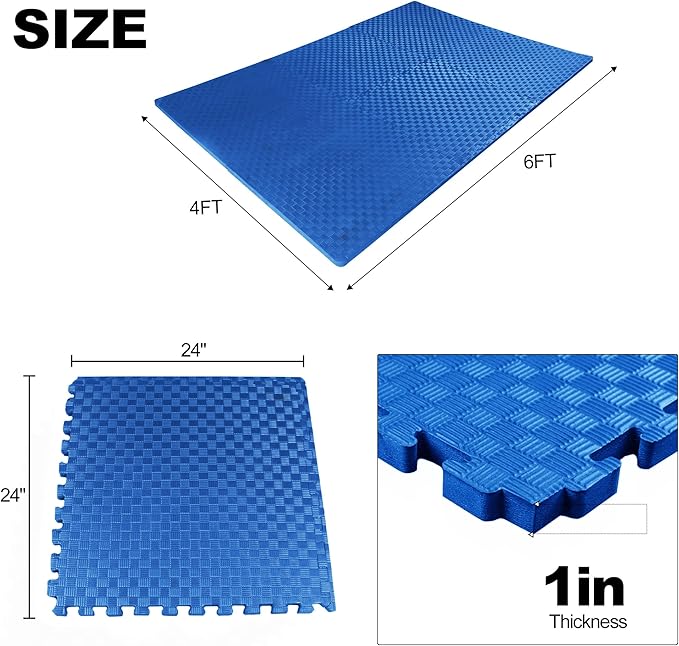 Elevon Puzzle Exercise Gym Flooring Mat, EVA Interlocking Foam Tiles Workout Mat for Home Gym, Fitness Equipment, MMA, Gymnastics, Shock-Absorbing Exercise Mat, Multi-Color