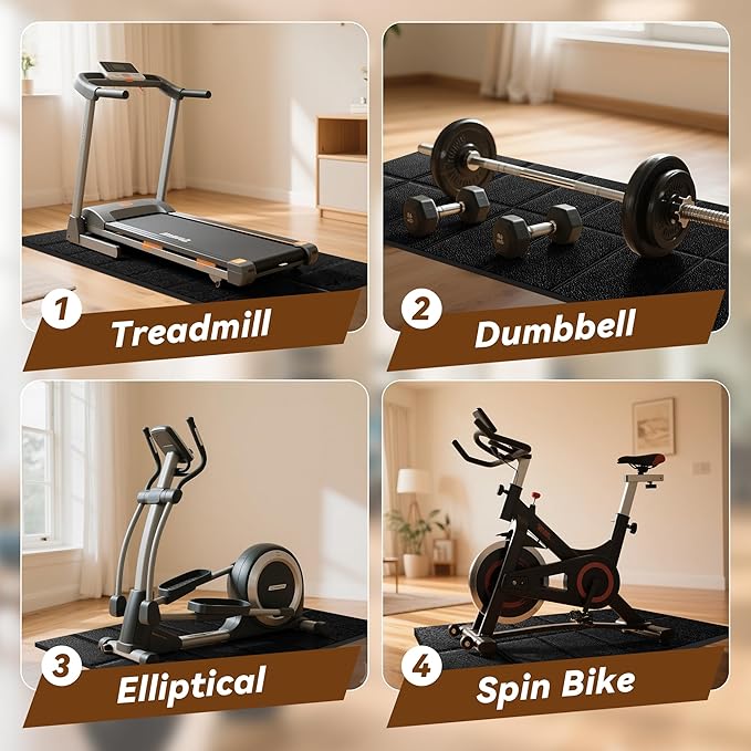 Walking Pad Mat for Carpet, Treadmill Mat for Hardwood Floors, Bike Mats Compatible with Peloton – Non-Slip Exercise Mats, Shock Absorbing & Floor Protection for Home Gym Use (84" Lx 36" W x0.24 Th)
