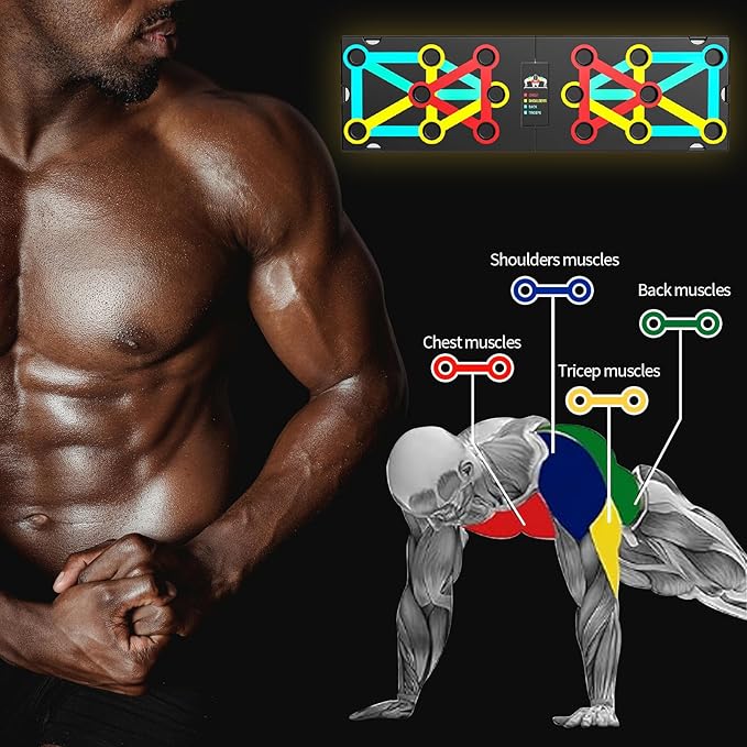 Multi-Functional Push-Up Plate. Portable and Foldable Push-up Board with Handle for Muscle Building and Strength Training