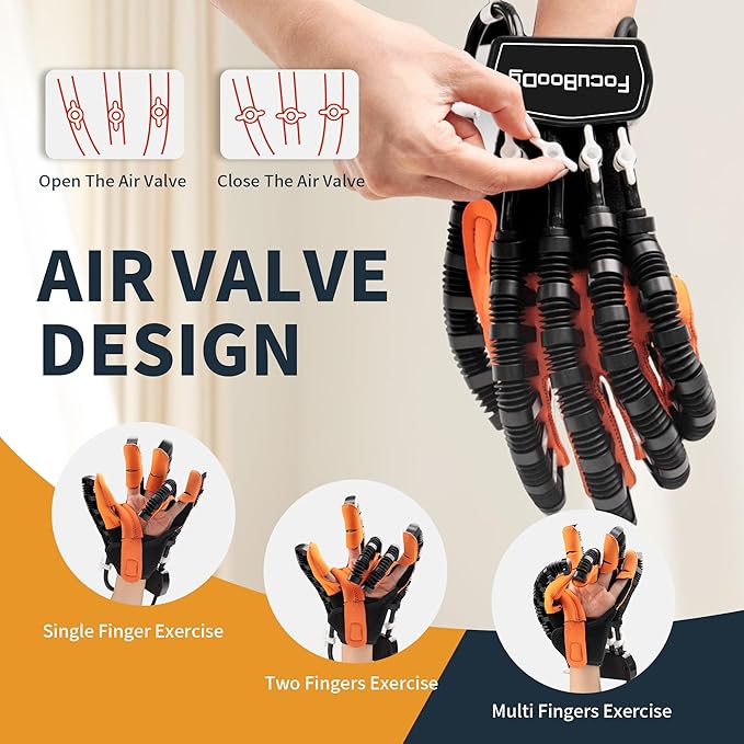 Rehabilitation Robot Gloves Equipment for Stroke Recovery, Hand Strength Exercise, and Adaptive Training Hemiplegic Finger with USB Chargeable Orange(Size XL,Left Hand)