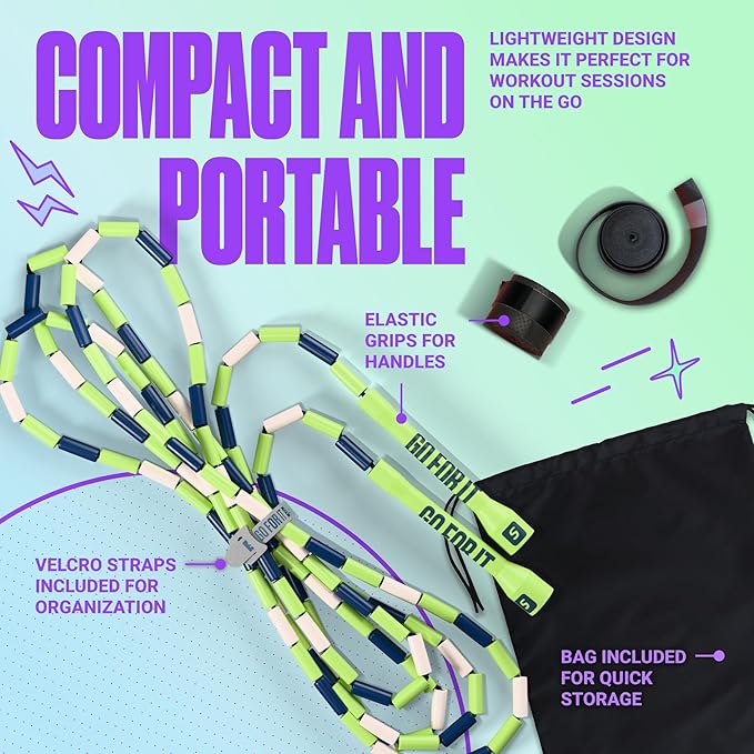 Sportbit Elite Beaded Jump Rope – Adjustable for Kids & Adults, Durable Fitness Skipping Rope for Cardio, Gym, Home & Outdoor Workouts
