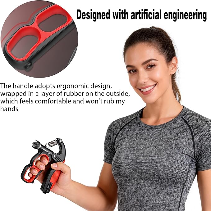 Hand Gripper Strengthener, 11-220LBs Adjustable Resistance Grip Strength Trainer with Counter, Forearm Exerciser for Injury Recovery and Muscle Building