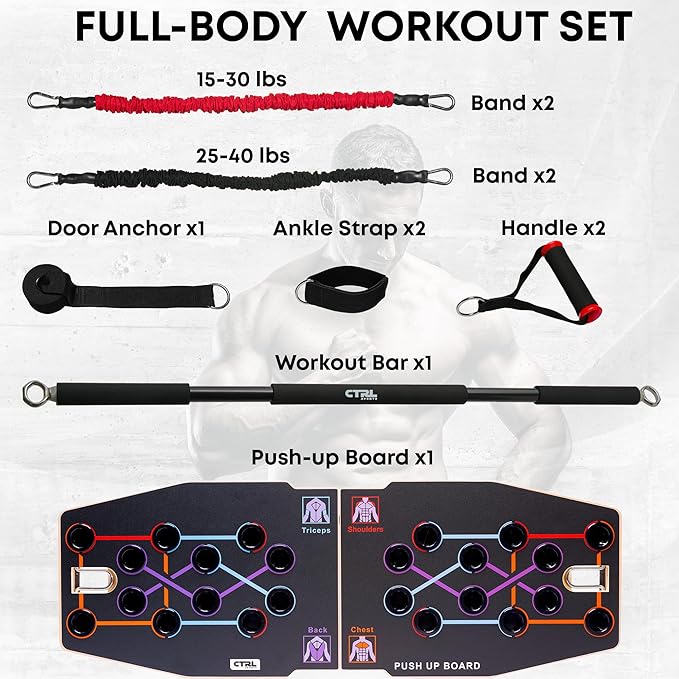 Resistance Band Bar for Fitness - Workout for Exercise, Squat, Biceps, Triceps, Shoulders, Back - Adjustable 3 Parts for Resistance Bands - Durable Portable Steel Pilates Bar