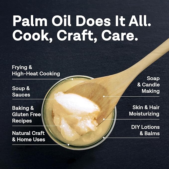 MD.LIFE PALM OIL - 32oz - Sustainable Food Grade Palm Oil for Cooking - Great for Soap Making Supplies, Cooking Oil, Creams and Lotions
