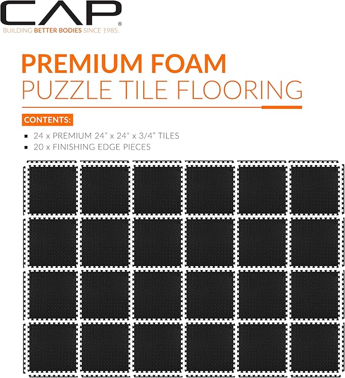 CAP Puzzle Exercise Mats | 3/4” Thick EVA Interlocking Foam Tiles for Home Gym Flooring | Multiple Options