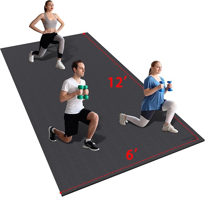 Extra Large Exercise Mat 6'x4'/7'x5'/6'x8'/6'x9'/6'x10'/6'x12'（7mm）, Gym Flooring for Home Gym,Thick Exercise Mats for Home Workout,Non-Slip,Extra Durable,High-Density Gym Mats for Jump Rope,Cardio