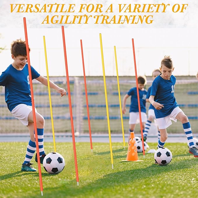 4 Pcs Training Agility Poles 5ft Adjustable Poles Soccer Training Sticks Sports Speed and Agility Trainings Equipment for Football Sport Soccers Speed Trainings