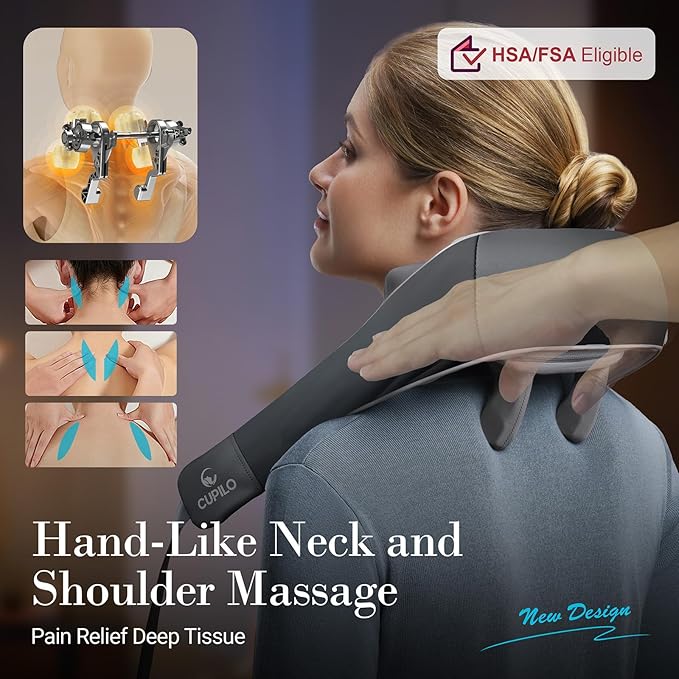 Shiatsu Neck and Shoulder Massager with Heat [Remote Control], FSA Eligible HSA, 6D Kneading Neck Massager for Pain Relief Deep Tissue, Gifts for Men Women