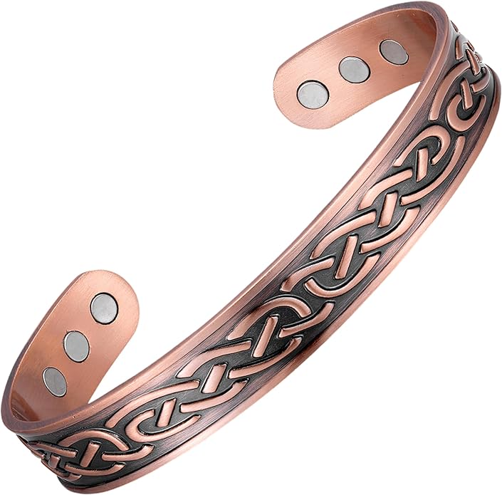 Earth Therapy Minimalist Design Magnetic Field Cuff Bracelets for Men & Women - Ultra Strength - Adjustable