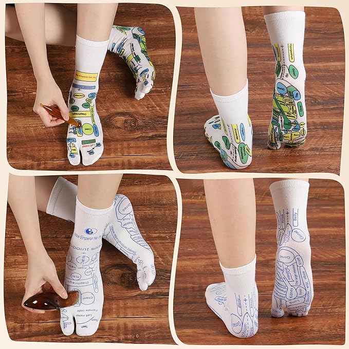 Reflexology Sock with Massage Tools Set, 2 Pairs Socks Acupuncture Trigger Point Foot Pain Relief Remedy Acupoint Birthday Gifts for Men (Men - B Set)
