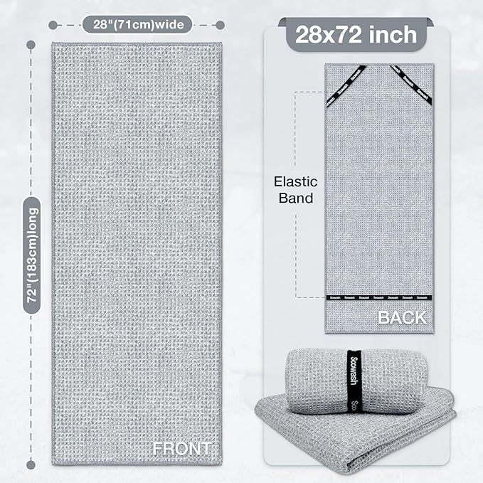 Hot Yoga Towel,Microfiber Yoga Mat Towels Non Slip for Hot Yoga Absorbent Microfiber Sweat Anti-Slip Cover,Bikram,Pilates,Exercise,Fitness 28 inch X 72 inch Grey 2 Pack