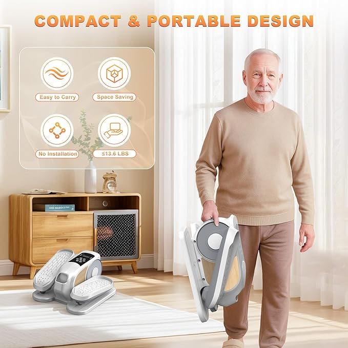Mini Under Desk Elliptical Low Impact Electric Leg Exerciser As Seen on TV While Sitting for Seniors with Non-Slip Mat Quiet & Portable for Home and Office