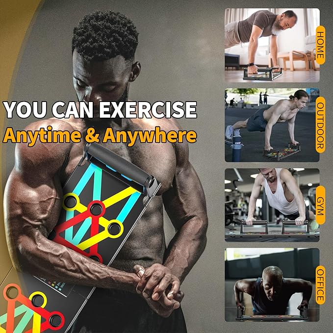 Multi-Functional Push-Up Plate. Portable and Foldable Push-up Board with Handle for Muscle Building and Strength Training