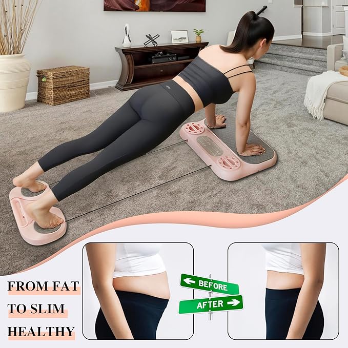 Multifunctional 5-in-1 Pilates Board – Ab Core Trainer with Push-Up Handles, Resistance Bands, Core Slider Pads, Massage Ball, Portable and Foldable Home Gym Fitness Equipment