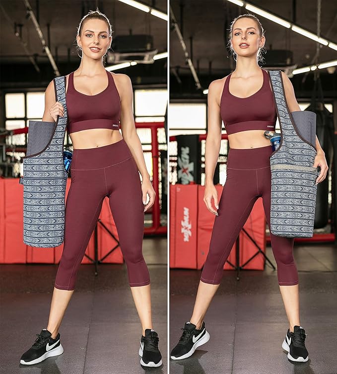 Ewedoos Canvas Yoga Mat Bag Fits Most Mats Yoga Bag with Large Storage Pockets to Hold More Accessories Ideal for Pilates Workout Gifts & Travel