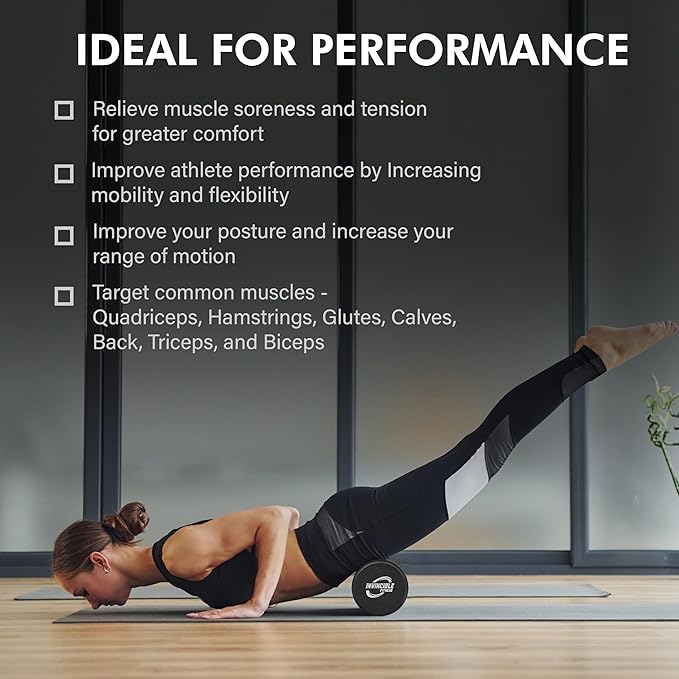 Invincible Fitness 17'' EPP Foam Roller for Deep Tissue Massage – Enhance Recovery, Relieve Pain, and Boost Mobility for a Stronger, Healthier You (Black)