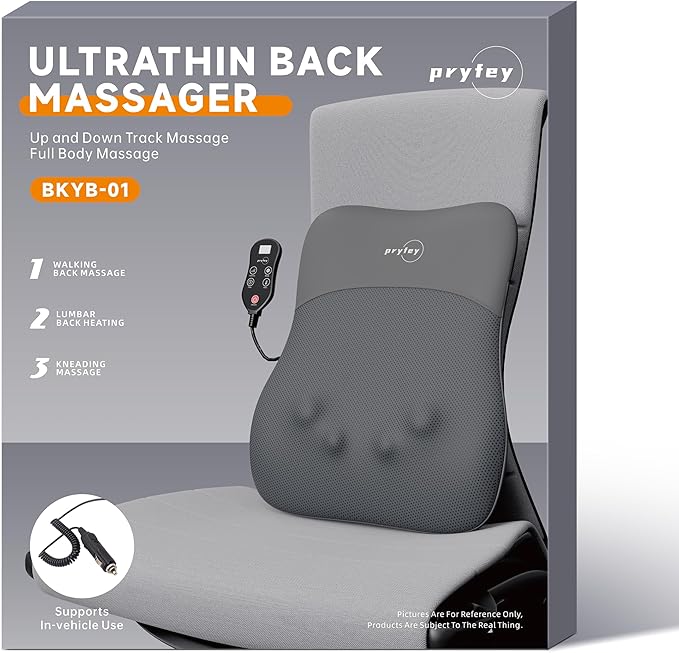 Back Massager, Rolling Up and Down Back Massager with Heat, Back Massage 4D Kneading for Pain Relief Deep Tissue, Ultrathin Shoulder Massager Mother's Day Gifts for Women Men Parents, Grey
